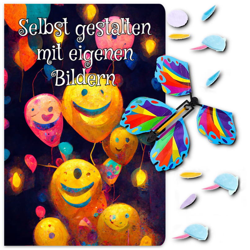 Gruselige Geburtstagskarte Smileys Emoticons mit Überraschung - individuell gestaltbar
